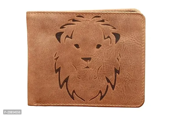 Leo Zodiac Sign Engraved Genuine Leather Wallet with RFID Protection-thumb0