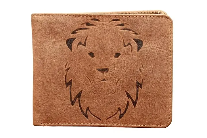 Leo Zodiac Sign Engraved Genuine Leather Wallet with RFID Protection