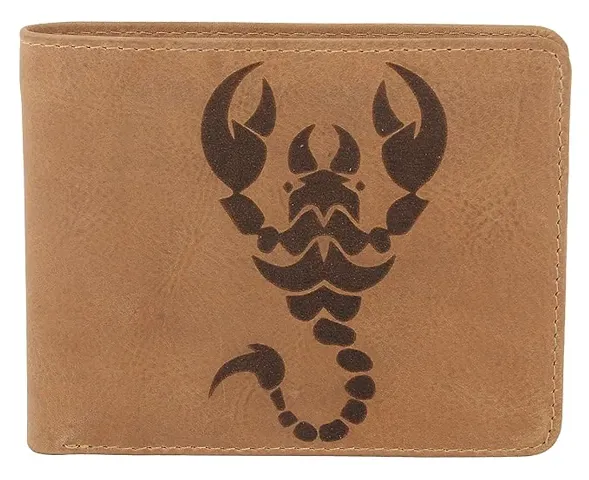 Scorpio Zodiac Sign Engraved Genuine Leather Wallet with RFID Protection