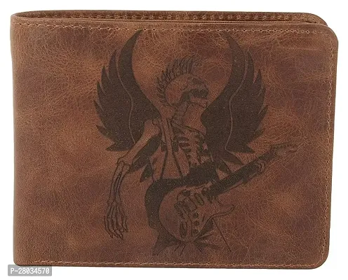 Beast Playing a Guitar Engraved Leather Wallet with Added RFID Protection-thumb0