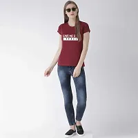 Bratma Women's Regular Fit Cotton T-Shirt with Round Neck Half Sleeve - Give me Some Space Graphics Printed Casual Tees (Maroon, Small)-thumb2