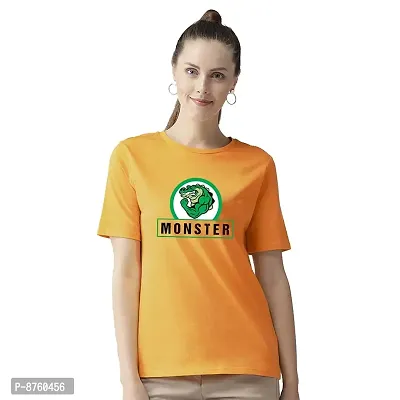 BRATMAZ Women's Regular Fit Cotton Tshirts Monster Printed Tshirts for Women