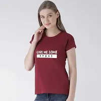 Bratma Women's Regular Fit Cotton T-Shirt with Round Neck Half Sleeve - Give me Some Space Graphics Printed Casual Tees (Maroon, X-Large)-thumb3