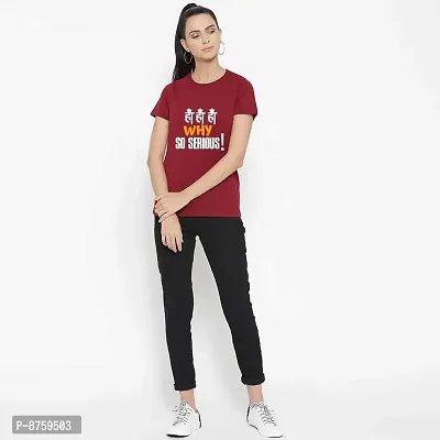 Bratma Women's Regular Fit Cotton T-Shirt with Round Neck Half Sleeve -Why So Serious Graphics Printed Casual Tees (Maroon, Medium)-thumb3