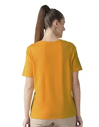 Bratma Women's Cotton Tshirt Regular Fit Travel Buddies Printed Tees for Women (Yellow_S Size)-thumb2