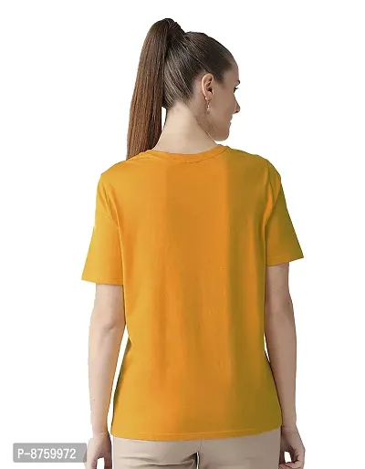Bratma Women's Cotton Tshirt Regular Fit Travel Buddies Printed Tees for Women (Yellow_S Size)-thumb3