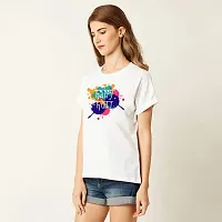 Bratma Holi T-Shirt Happy Holi White Women T-Shirt-thumb1