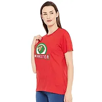 BRATMAZ Women's Regular Fit Cotton Tshirts Monster Printed Tshirts for Women-thumb2