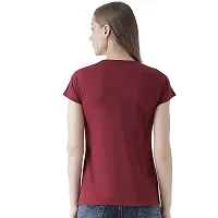 Bratma Women's Cotton Tshirt Regular Fit Ami Baba Ke Bhalobasi Printed Tees for Women's (Maroon_L)-thumb1