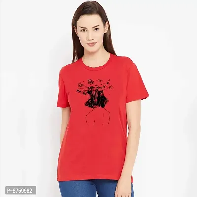 Bratma Woman's Day Special Red Women Printed T-Shirt (J56W-CMROS-RD_X)