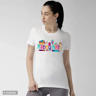 Bratma Holi T-Shirt Happy Holi White Women T-Shirt