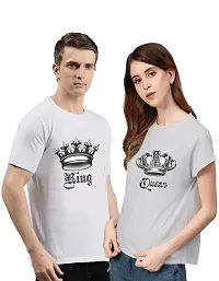 Bratma Crown King Queen White Couple T-Shirt-Women-thumb1