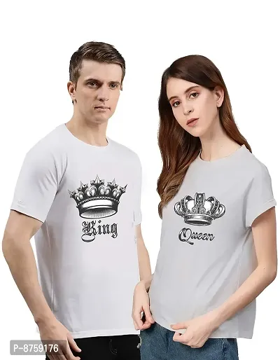 Bratma Crown King Queen White Couple T-Shirt-Women-thumb2