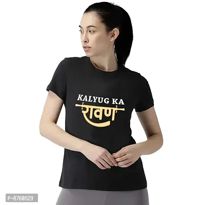 BRATMAZ Women's Regular Fit Cotton Tshirts Kalyug Ka Ravan Printed Tshirts for Women