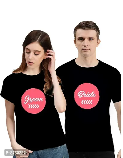 Groom Bride Black Couple T-Shirt-Women