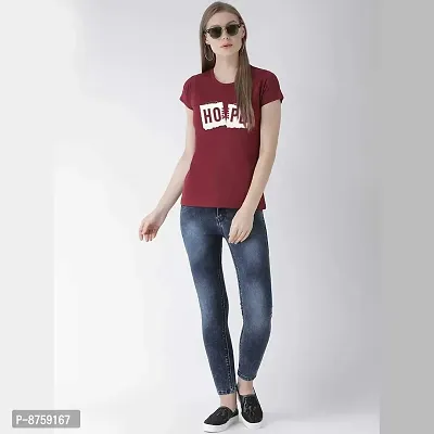 Bratma Women's Regular Fit Cotton T-Shirt with Half Sleeve, Round Neck Tees, Hope Graphic Printed(Maroon, XX-Large)-thumb2