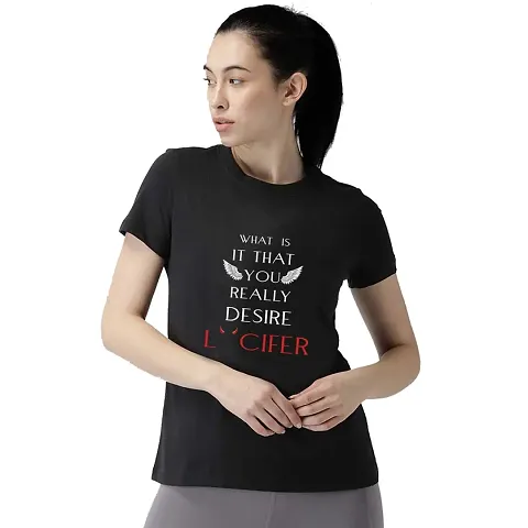 BRATMAZ Women's Regular Fit T-Shirt Roundneck Cotton Printed T-Shirt for Women's