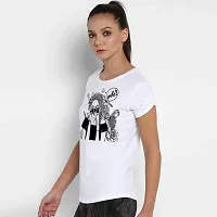 Bratma Women's Cotton Half Sleeve T-Shirt Regular Fit with Round Neck - Smile Graphic Printed Tees (White, Medium)-thumb3