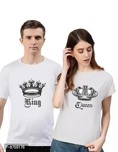 Bratma Crown King Queen White Couple T-Shirt-Women-thumb0