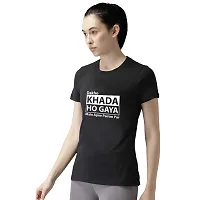 BRATMAZ Women's Cotton Tshirt Regular Fit Khada Ho Gya Main Printed Tees for Women-thumb2