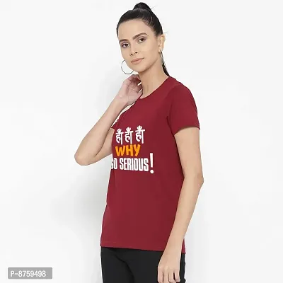 Bratma Women's Regular Fit Cotton T-Shirt with Round Neck Half Sleeve -Why So Serious Graphics Printed Casual Tees (Maroon, XX-Large)-thumb4