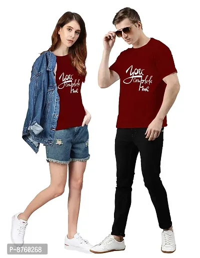 Bratma You Complete Me Maroon Couple T-Shirt-Women-thumb4