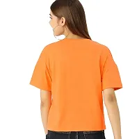 Bratma Women's Cotton Tshirt Regular Fit Sob e Tar Ichcha Printed Tees for Women's (Orange_2XL)-thumb1