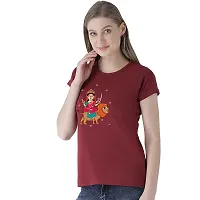 BRATMAZ Women's Regular Fit Cotton Tshirts Printed Tshirt for Durgapuja for Women-thumb1