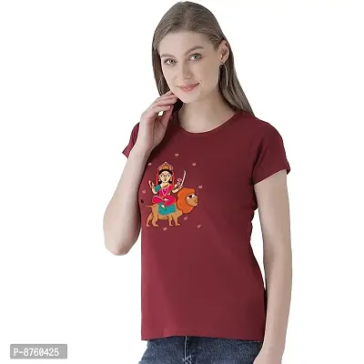 BRATMAZ Women's Regular Fit Cotton Tshirts Printed Tshirt for Durgapuja for Women-thumb2