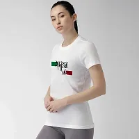 Bratma 100% Pure Cotton Half Sleeves Round Neck Printed T-Shirt for Women | Desi T-Shirt | Hridoyer Rong T-Shirt | White-X-Large-thumb1