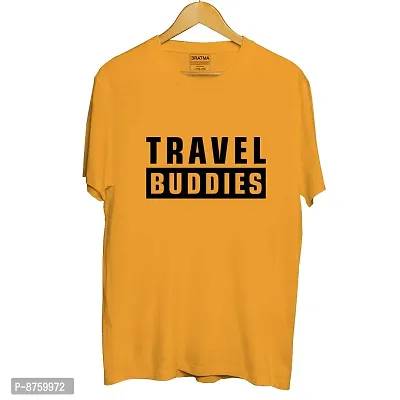 Bratma Women's Cotton Tshirt Regular Fit Travel Buddies Printed Tees for Women (Yellow_S Size)-thumb5