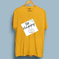 Bratma Women's Cotton Regular Fit T-Shirt with Half Sleeves, Round Neck - Stay Happy Graphic Printed Tees for Girls(Mustard, XX-Large)-thumb3