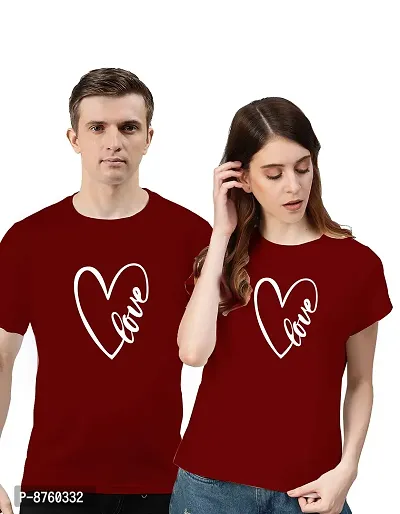 Bratma Love Maroon Couple T-Shirt-Women