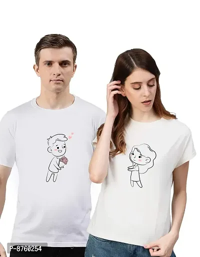 Bratma Love Cartoon White Couple T-Shirt-Women