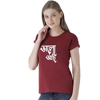 BRATMAZ Cotton Regular Fit Tshirt for Women's Casual Bhalo Achi Printed Women Tshirt Half Sleeve T-Shirt-thumb1