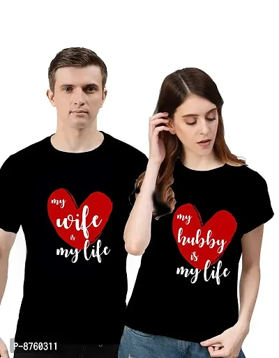 Bratma My Wife is My Love My Hubby is My Love Black Couple T-Shirt-Women