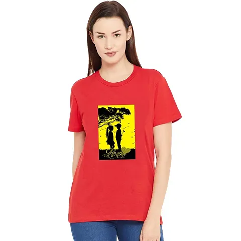 BRATMAZ Women's Regular Fit Cotton Tshirt Love Couple Tshirt Printed Tshirt for Women's