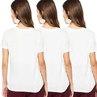 BRATMAZ Women's Regular Fit Cotton Tshirt Round Neck T-Shirt Pack of 3 Combo Tshirts for Women (XL_White)-thumb2