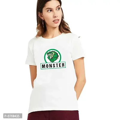 BRATMAZ Women's Regular Fit Cotton Tshirts Monster Printed Tshirts for Women