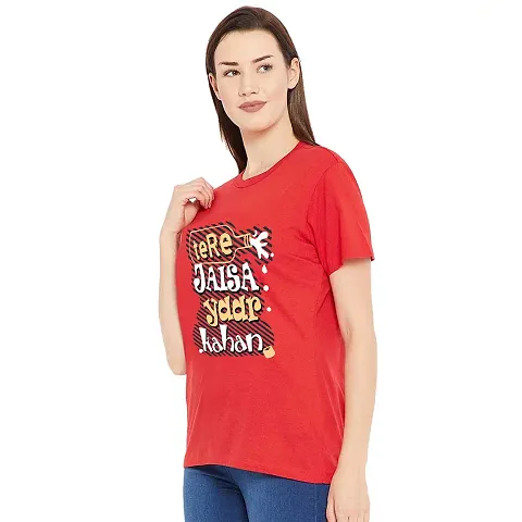 BRATMAZ Womens Regular Fit Cotton Tshirt for Tere Jesa Yaar Kahan Printed T-Shirt for Women