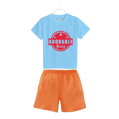 BRATMAZ Kids Cotton Clothing Set Half Sleeve Adorable Baby Printed Regular Tshirt and Shorts For Boys Dress Set