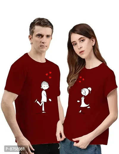 Bratma Fly Love Maroon Couple T-Shirt-Women-thumb2