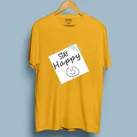 Bratma Women's Cotton Regular Fit T-Shirt with Half Sleeves, Round Neck - Stay Happy Graphic Printed Tees for Girls(Mustard, X-Large)-thumb2
