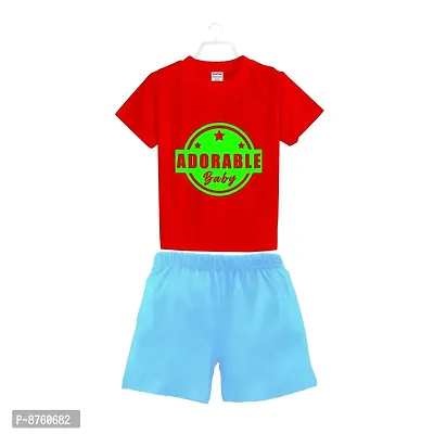 BRATMAZ Kids Cotton Clothing Set Half Sleeve Adorable Baby Printed Regular Tshirt and Shorts For Boys Dress Set