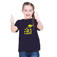 BRATMAZ Kids Cotton Clothing Set Half Sleeve Lazy Printed Regular Tshirt and Shorts For Girls Dress Set-thumb1