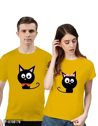 Bratma Cats Mustard Couple T-Shirt-Women