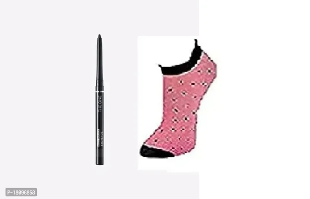 Oriflame Sweden the one high impact eye pencil - Urban Grey shade - 0.3 grams and women thin socks [ASSORTED] - COMBO-thumb3