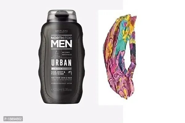 Oriflame urban 3in1 hair body and facewash - 250 ml and multicolor hair/head band [ASSORTED] - COMBO