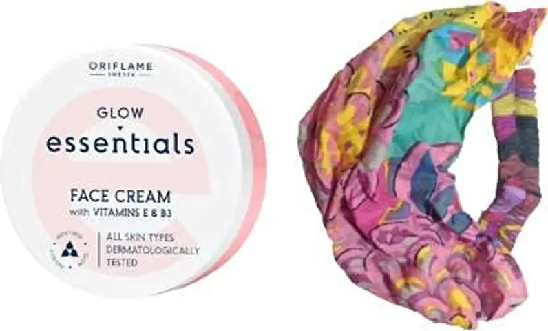 oriflame sweden new glow essentials fairness face cream with vitamins e  b3 (75 ml) and stylish hair/head band