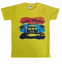 mininest Beach Printed Yellow Unisex Tshirt & Shorts For Kids Comfortable Lightweights Breathable Kids Cloth Soft Compfy Dress Designer Abstract Printed Suitable for Childeren (2-3 Year)-thumb3